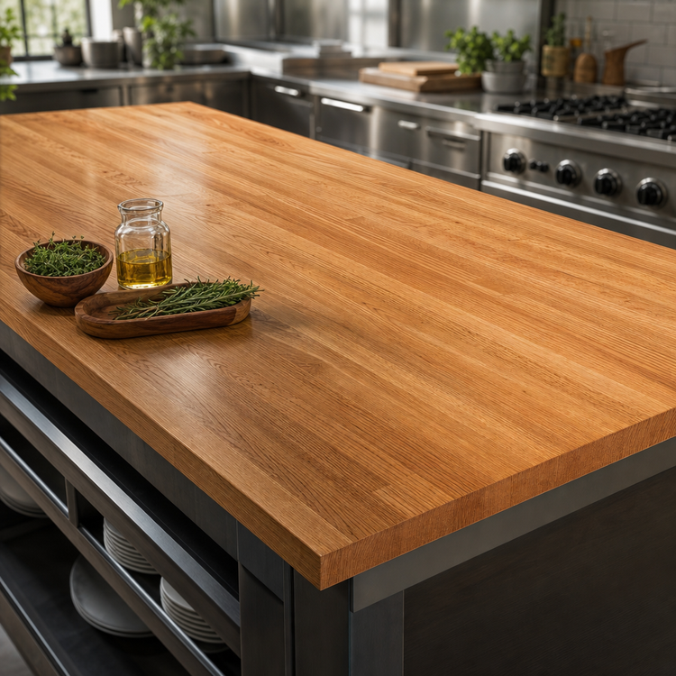 Product image #3 for Appalachian Red Oak Island Countertop, 120 x 48 x 1-3/4 Inch, Penetrating Oil Finish