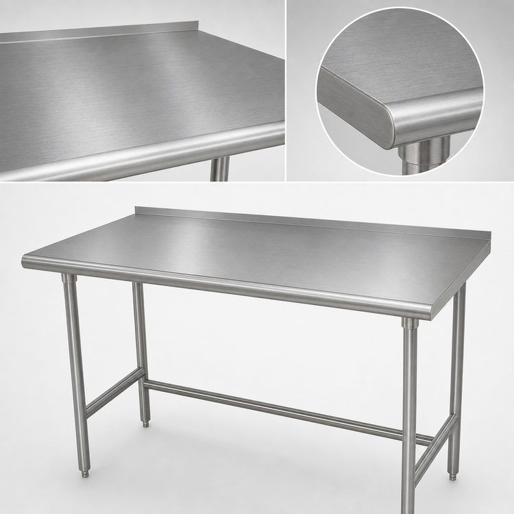 Product image #3 for Advance Tabco 48" x 30" 16-Gauge 430 Stainless Steel Top Work Table with 1-1/2" Rear Up-Turn