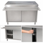 Thumbnail image #3 for BK Resources US-3072C-S Stainless Steel Cashier-Serve Counter with Sliding Doors and Door-Side Urn Trough, 72W x 30D