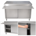 Thumbnail image #3 for BK Resources Stainless Steel Cashier-Serve Counter with Sliding Doors and Door-Side Urn Trough, 72W x 30D