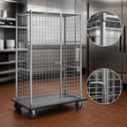 Thumbnail image #3 for Eagle Group QuadTruss DTSC2448S Stainless Steel Security Cage with Dolly Truck, Open Wire, Padlockable Double Doors, 52-7/8 W x 29-3/4 D x 69 H