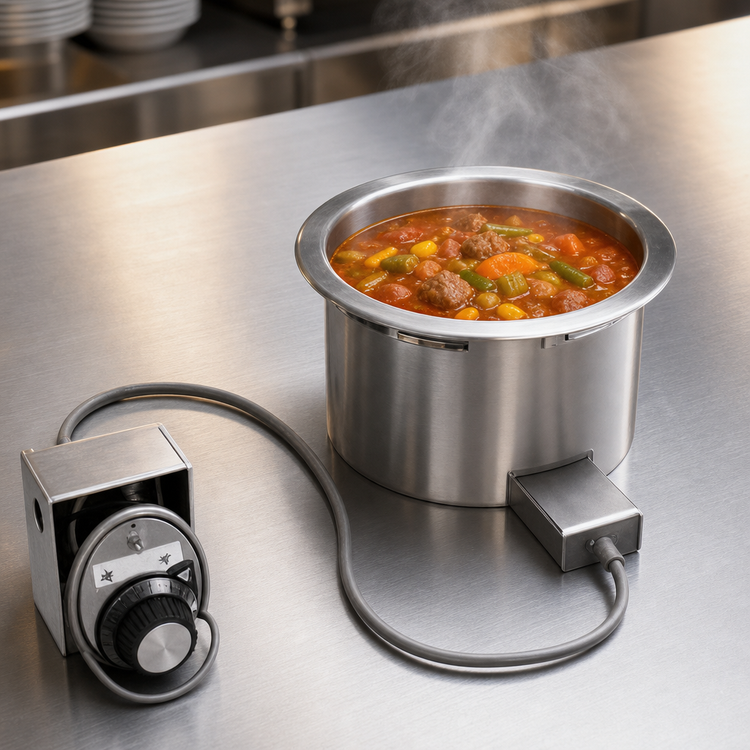 Product image #3 for Wells SS-4D-120 Top-Mount Built-In Electric Round Food Warmer with Drain, 4-Quart, Infinite Control