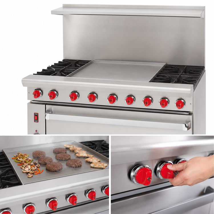 Product image #3 for American Range Green Flame 36-Inch Commercial Gas Range with 36-Inch Manual Griddle and Standard Oven
