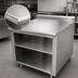 Thumbnail image #3 for Advance Tabco 108-Inch x 24-Inch Stainless Steel Work Table with Open Front Cabinet Base, Mid-Shelf, and 1-1/2-Inch Rear Up-Turn