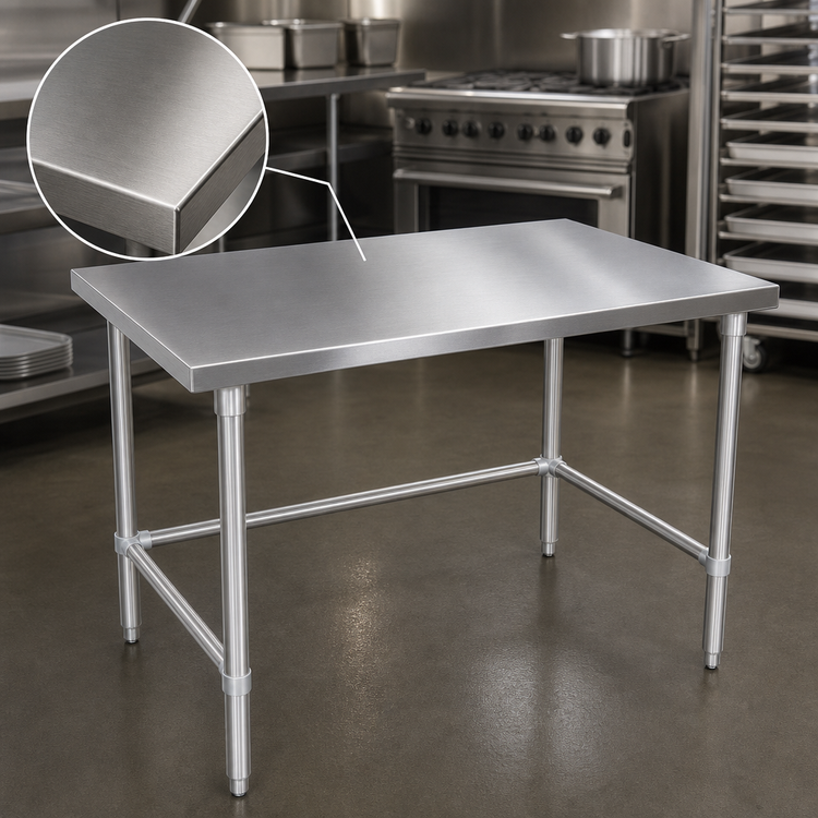 Product image #3 for John Boos 48" x 48" 16-Gauge 300 Series Stainless Steel Flat Top Work Table