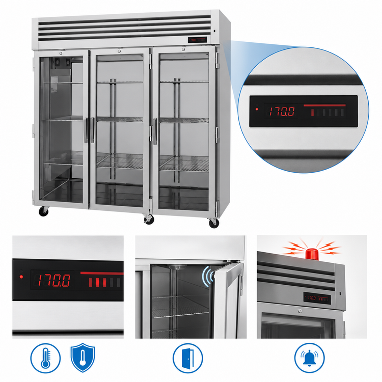 Product image #3 for Turbo Air PRO Series 3-Section Reach-In Heated Holding Cabinet with Glass Doors, 73.9 Cu. Ft.