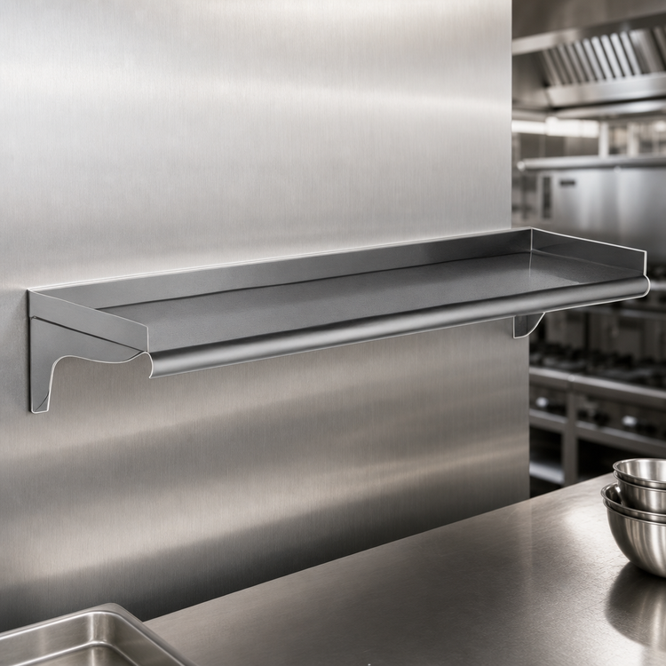 Product image #3 for Eagle Group Wall-Mounted Shelf, 72 Inch W x 10 Inch D, 14 Gauge Type 304 Stainless Steel