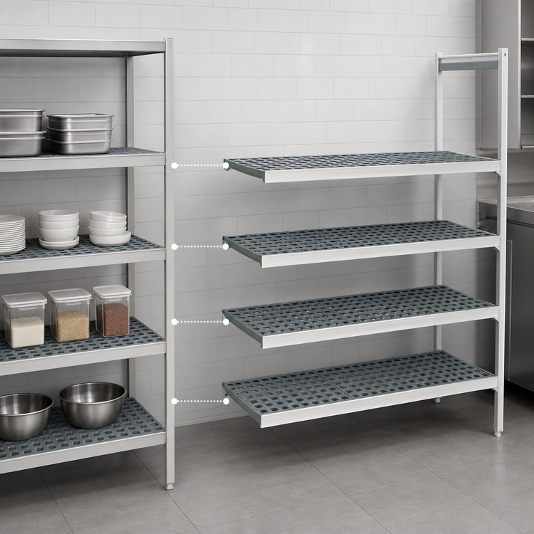 Product image #3 for Fermostock 4-Tier Polymer Shelving Expansion Kit with 1 Upright, 66" H x 52" W x 22" D