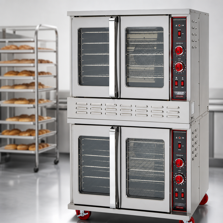 Product image #4 for American Range Majestic Double-Deck Bakery-Depth Gas Convection Oven with 50/50 Glass Doors