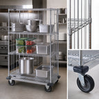 Thumbnail image #3 for Quantum MD2436C46RE Mobile Enclosure Wire Shelving Cart, 36 x 24 x 70 Inches, Chrome Finish, 4 Shelves