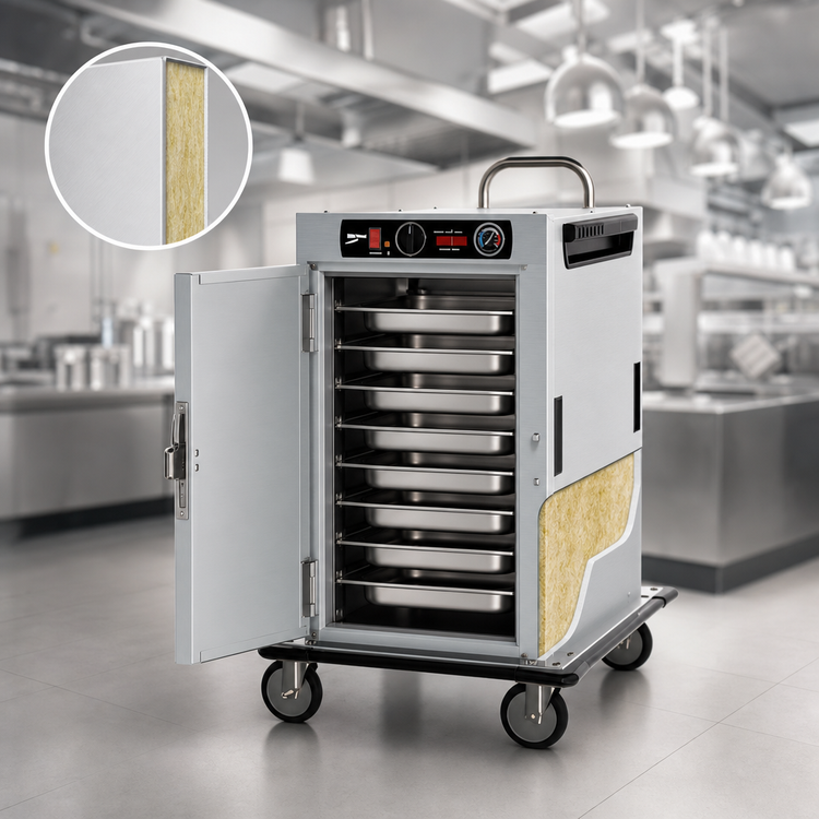 Product image #4 for Metro HotBlox Insulated Narrow 8-Pan Half-Height Heated Transport Cabinet with Solid Door and Analog Controls