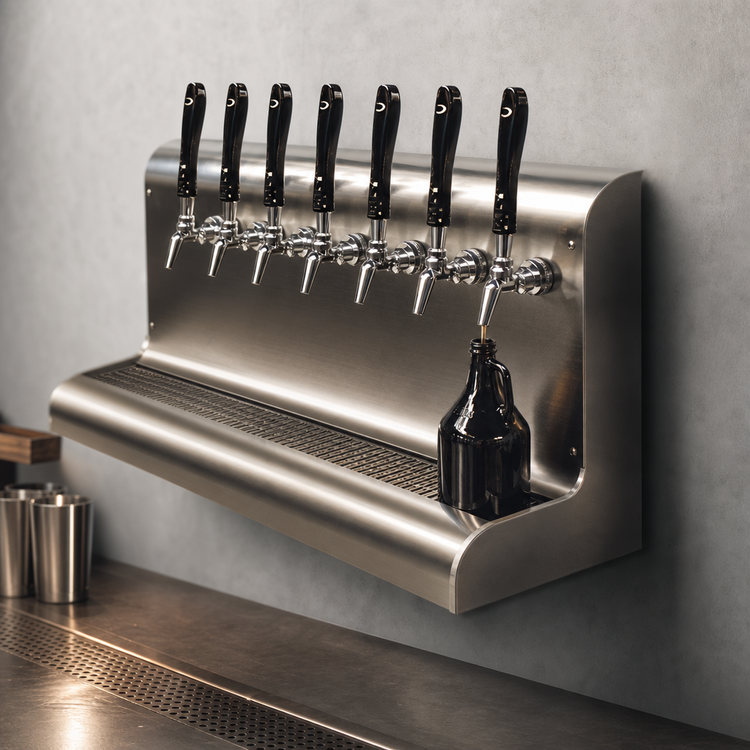 Product image #3 for Perlick 7-Faucet Modular Wall-Mount Glycol-Cooled Draft Beer Dispensing Tower, Bottom Lead-Out