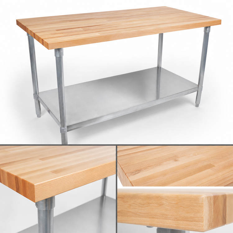 Product image #3 for John Boos 48" x 24" Northern Hard Rock Maple Wood Top Work Table with Adjustable Undershelf