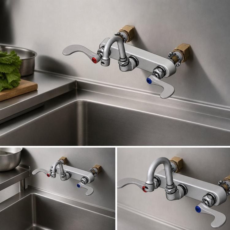 Product image #3 for T&S Brass B-1125-XS-HM Wall-Mount Workboard Faucet with Small Gooseneck Spout and 1.5 GPM Laminar Aerator