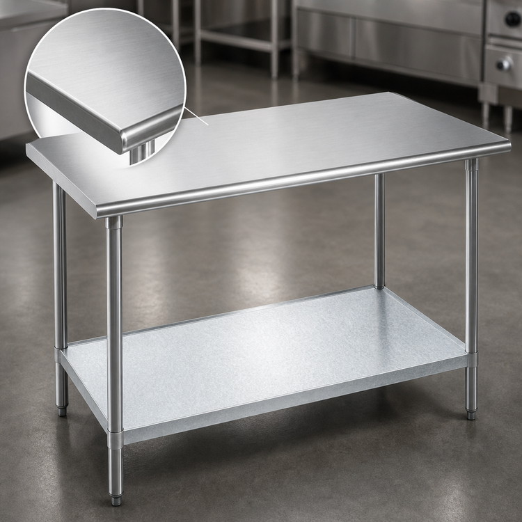 Product image #3 for Advance Tabco 72" x 24" Flat Top Stainless Steel Work Table with Galvanized Undershelf and Legs