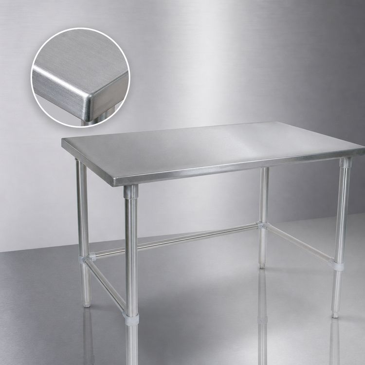 Product image #3 for John Boos Stallion 30 Inch x 24 Inch 14 Gauge Stainless Steel Flat Top Work Table with Safety Edge
