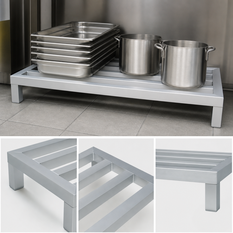 Product image #3 for John Boos 36" x 24" x 12" Aluminum Dunnage Rack, 1-Tier, 1,500 lb. Capacity