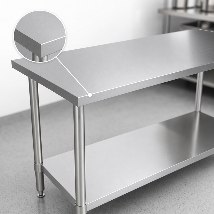 Product image #3 for Stainless Steel Work Table, 48 x 24 x 36 Inches, 14-Gauge Top, Open Base with Undershelf, No Backsplash