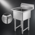 Thumbnail image #3 for Klinger's Trading 23-Inch Freestanding 1-Compartment Stainless Steel Sink with 9-Inch Backsplash