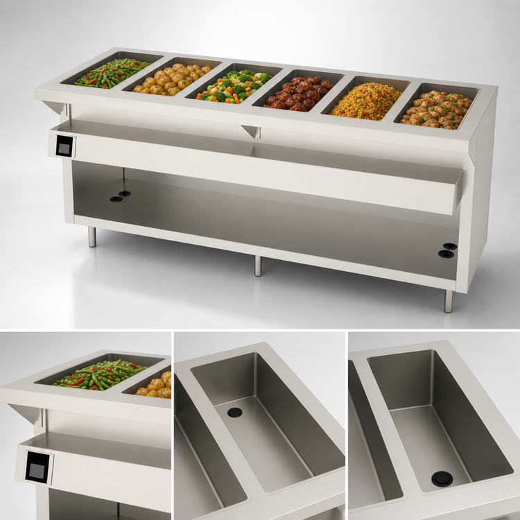Product image #3 for Thurmaduke EW-6-DLPG Deluxe Electric Waterless Hot Food Well Unit with 6 Wells