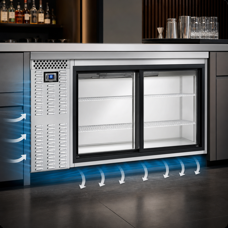 Product image #3 for Continental Refrigerator BB69SNSSSGDPT 69" Shallow Depth Pass-Thru Back Bar Cooler with Sliding Glass Doors