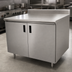 Thumbnail image #3 for Advance Tabco Special Value Economy 72-Inch x 30-Inch Enclosed Work Table with Sliding Door Cabinet Base, 16-Gauge 304 Stainless Steel Top, and 5-Inch Backsplash