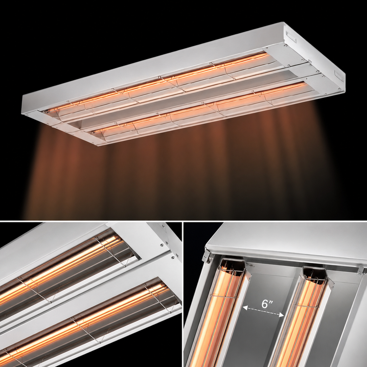 Product image #3 for Hatco Glo-Ray 108-Inch Double Unlighted Infrared Strip Heater with Tubular Metal Elements