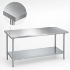 Thumbnail image #3 for Duke Manufacturing 416-3684 84-Inch 400 Series Stainless Steel Work Table with Galvanized Undershelf, Open Base, No Backsplash