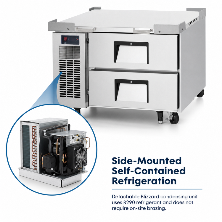 Product image #3 for Everest Refrigeration ECB36D2 Two-Drawer Chef Base Refrigerator, 36-3/8-Inch Wide, Self-Contained Side-Mounted R290
