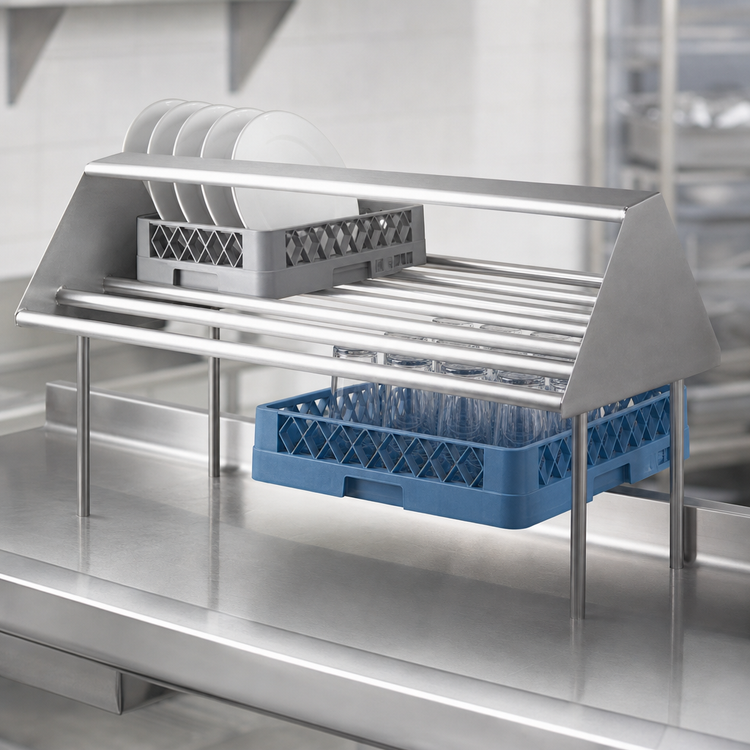 Product image #3 for Eagle Group Table-Mounted Double-Sided Sorting Shelf for Soiled Dish Tables, 60 x 30.875 x 33.375 Inches