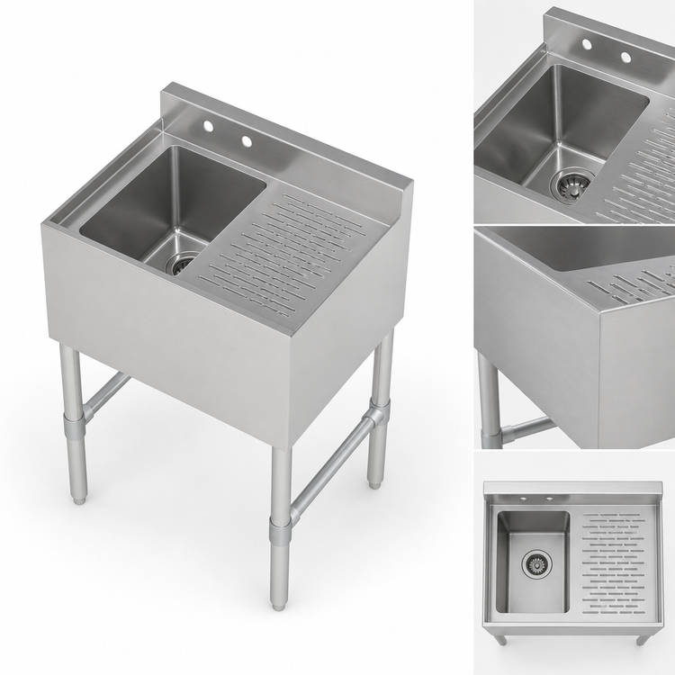 Product image #3 for Single-Compartment Underbar Sink with Right Drainboard, 24 x 18.75 x 32 Inches