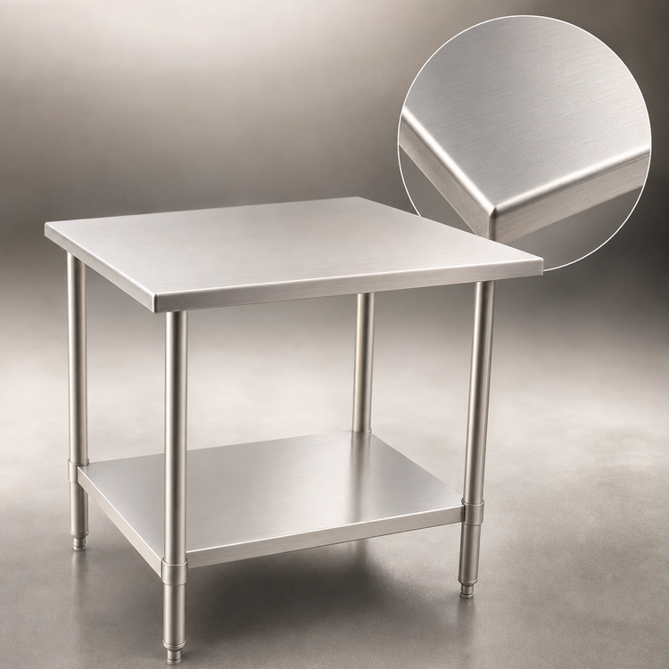 Product image #3 for BlendPort® SL Series 30 x 30 Inch Square All-Stainless Steel Flat Top Work Table with Undershelf