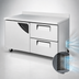 Thumbnail image #3 for Turbo Air Super Deluxe Two-Section 60-1/4-Inch Stainless Steel Worktop Freezer with Left-Hinged Door and 2 Drawers