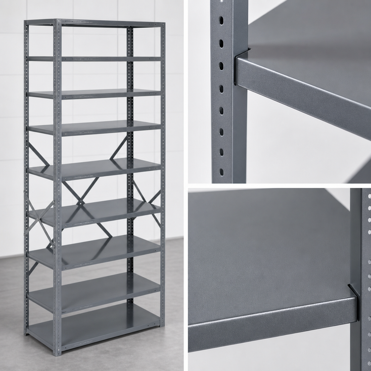 Product image #3 for IRONMAN 8-Shelf Open Stationary 22-Gauge Steel Shelving Unit, 36W x 12D x 75H Inches, 400 lb. per Shelf