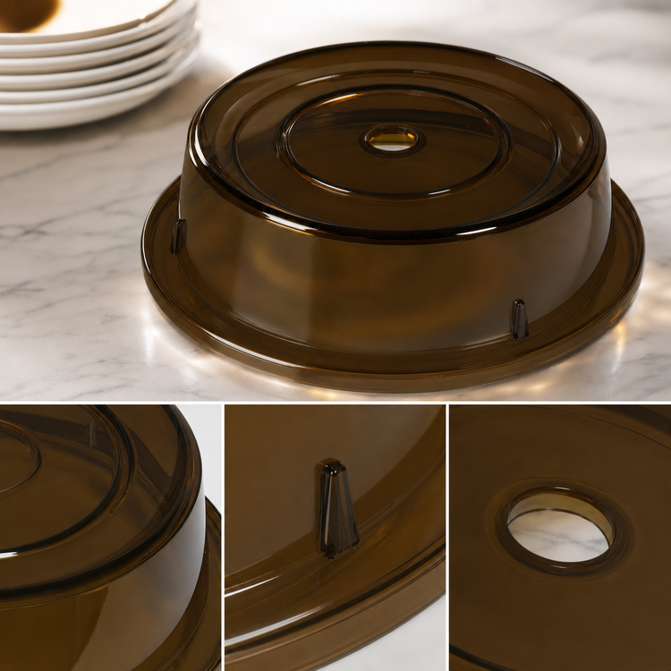 Product image #3 for Carlisle Amber Polycarbonate Plate Cover for 10-3/16" to 10-1/4" Plates