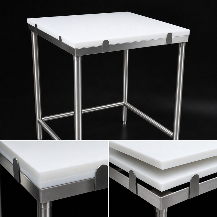 Product image #3 for John Boos 72"W x 36"D Reversible Poly Top Breaking Table with Stainless Steel Base