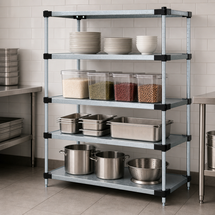Product image #3 for Quantum Solid Shelving Starter Kit, 42"W x 18"D x 63"H, 4-Shelf Stationary Unit
