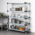 Thumbnail image #3 for Quantum 4-Shelf Solid Shelving Starter Kit, 72W x 21D x 54H, Galvanized Steel Shelves, Chrome Posts