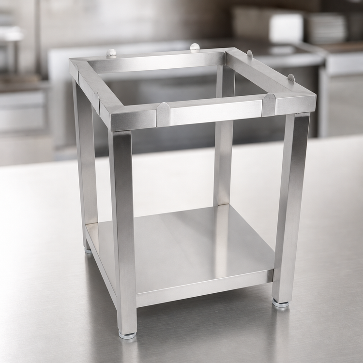 Product image #4 for Cucina LaForza 24 x 24 Inch Butcher Block Stand Base Only with Stainless Steel Base and Solid Undershelf