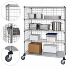 Thumbnail image #3 for Quantum WRCS4-63-2436EP-5 5-Shelf Wire Enclosed Mobile Cart, Chrome, 36 x 24 x 69 Inches, 1200 lb. Capacity
