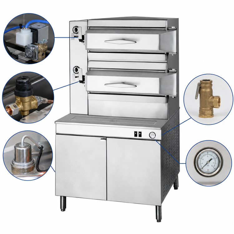 Product image #3 for Cleveland Range 3-Compartment Electric Pressure Steamer with 36-Inch Cabinet Base, 24 kW