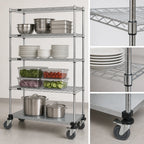 Thumbnail image #3 for Quantum M1848CG47 Mobile Wire Shelving Cart, 48"W x 18"D x 80"H, 4 Shelves, Chrome Finish