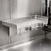 Thumbnail image #3 for John Boos 24-Inch x 8-Inch Wall-Mounted Stainless Steel Utility Shelf with 1-1/2-Inch Riser and 2 Mop/Broom Holders