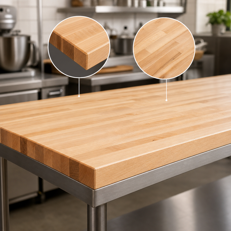 Product image #3 for John Boos 120 Inch x 42 Inch x 2-1/4 Inch Thick Northern Hard Rock Maple Bakers' Table Top