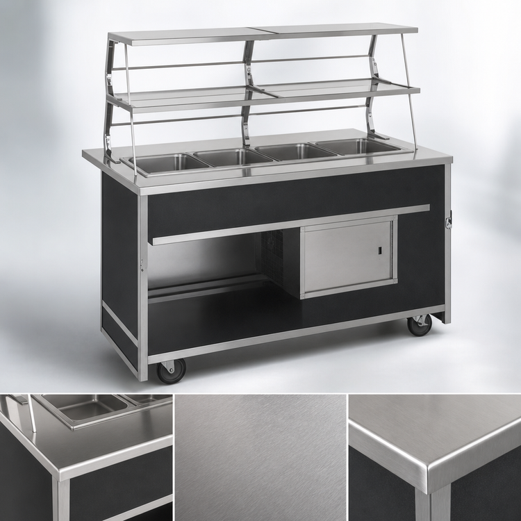 Product image #3 for Atlas Metal BLC-5-RM 5-Pan Mobile Refrigerated Cafeteria Cold Food Serving Counter
