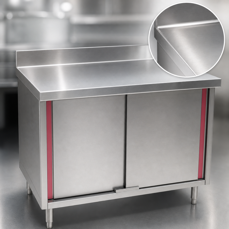 Product image #3 for Spec-Master Marine Series Enclosed Work Table with Cabinet Base and Hinged Doors, 36 x 30 Inches, 4-1/2 Inch Backsplash