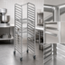Thumbnail image #4 for Mobile Stainless Steel Nesting End-Load Bun Pan Rack, 20-Pan Capacity, 5-Inch Casters