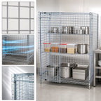 Thumbnail image #3 for Quantum 2136-63SEC Stationary Chrome-Plated Wire Security Cage with Locking Doors, 36"W x 21"D x 63"H