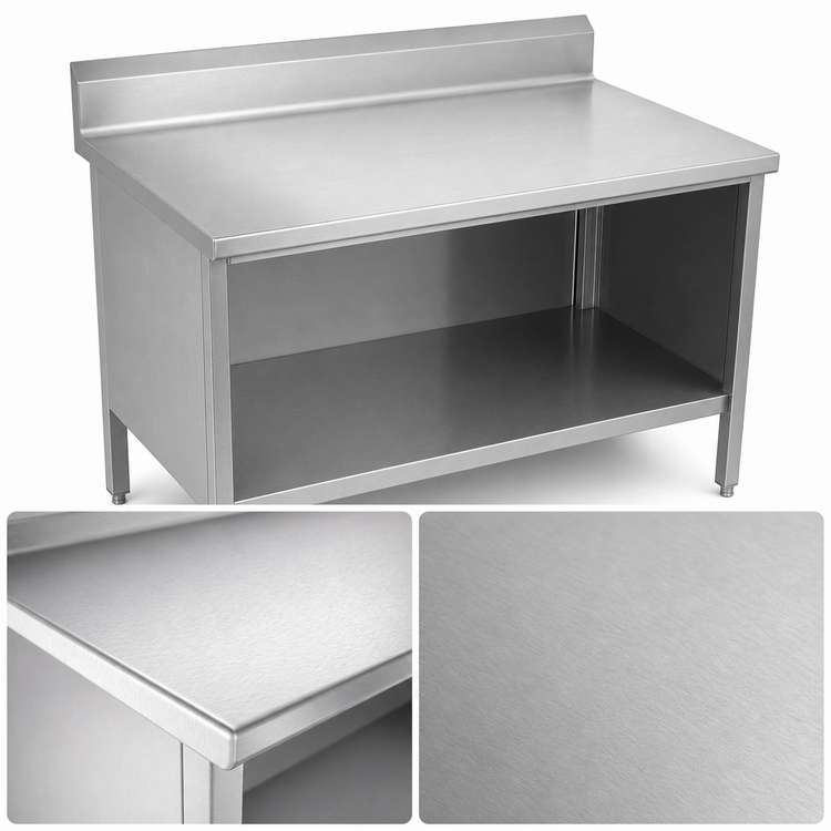 Product image #3 for John Boos EBOS4R5-2460 Open Front Enclosed Base Work Table, 60 x 24 Inches, 14-Gauge Stainless Steel Top, 5-Inch Backsplash