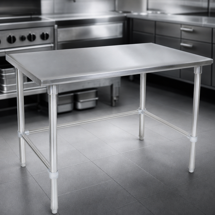 Product image #3 for John Boos Stallion 30 x 24 Inch 16-Gauge Stainless Steel Corner Work Table, Flat Top